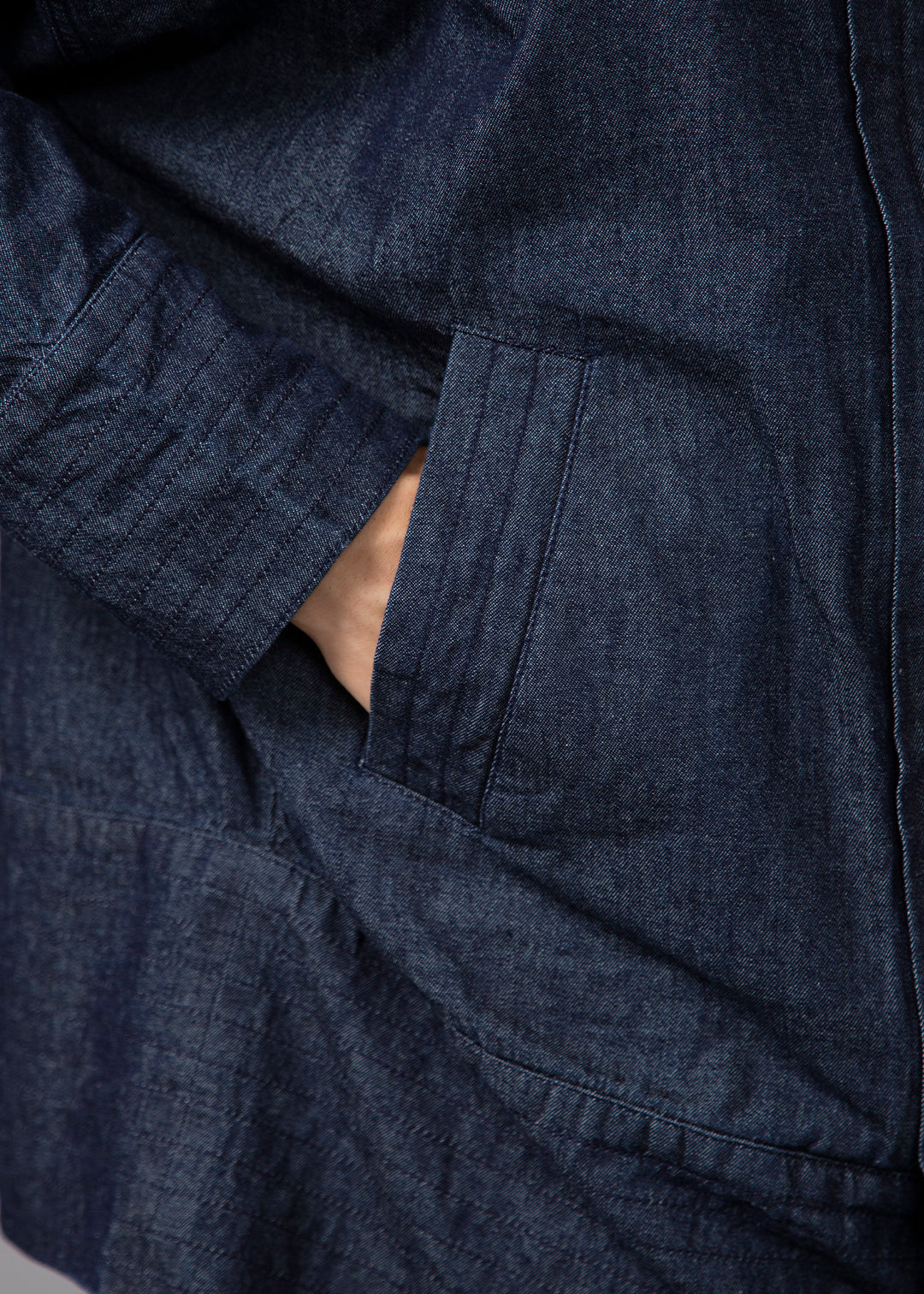 Sculpted High Neck Stitch JK Denim