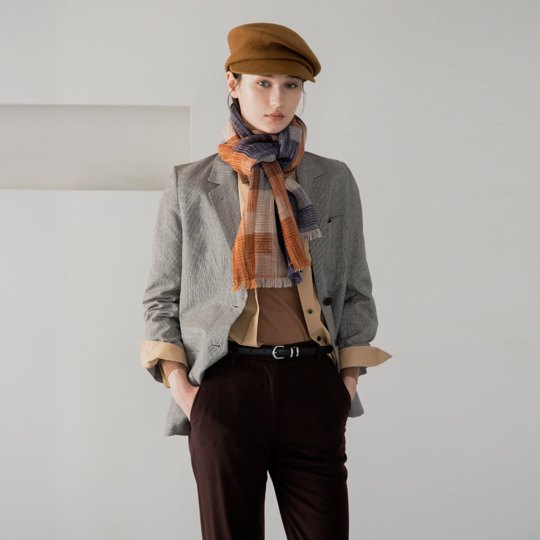 Ikat Block Check Wool Stole