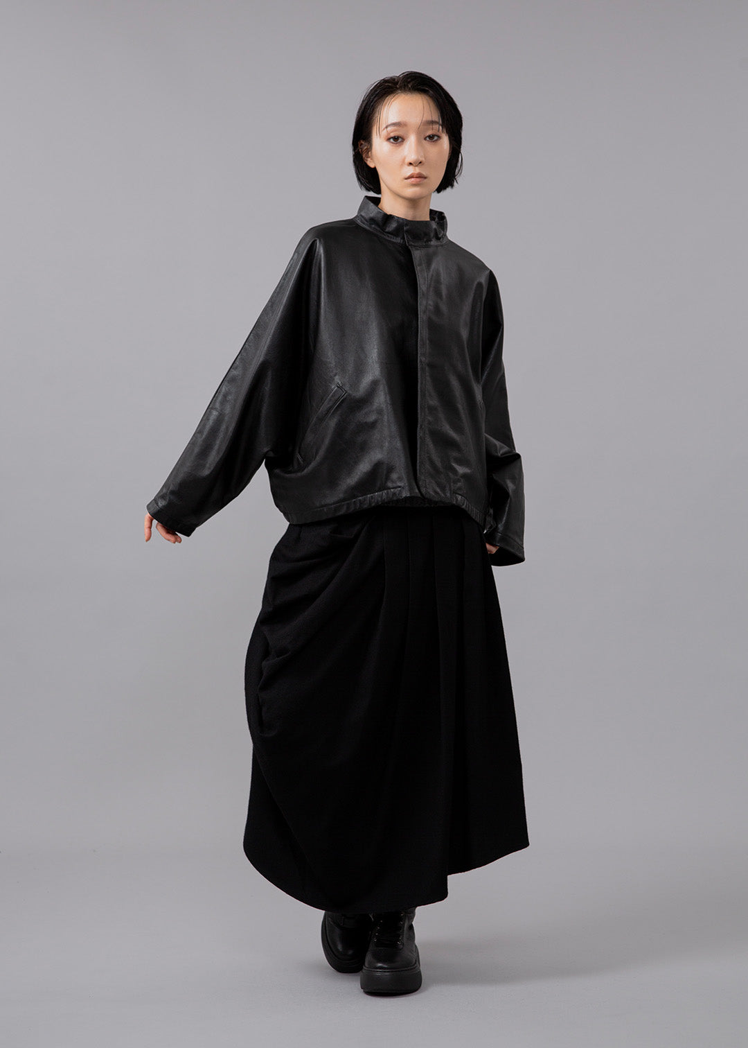 Matou Stand/C Leather Short Jacket