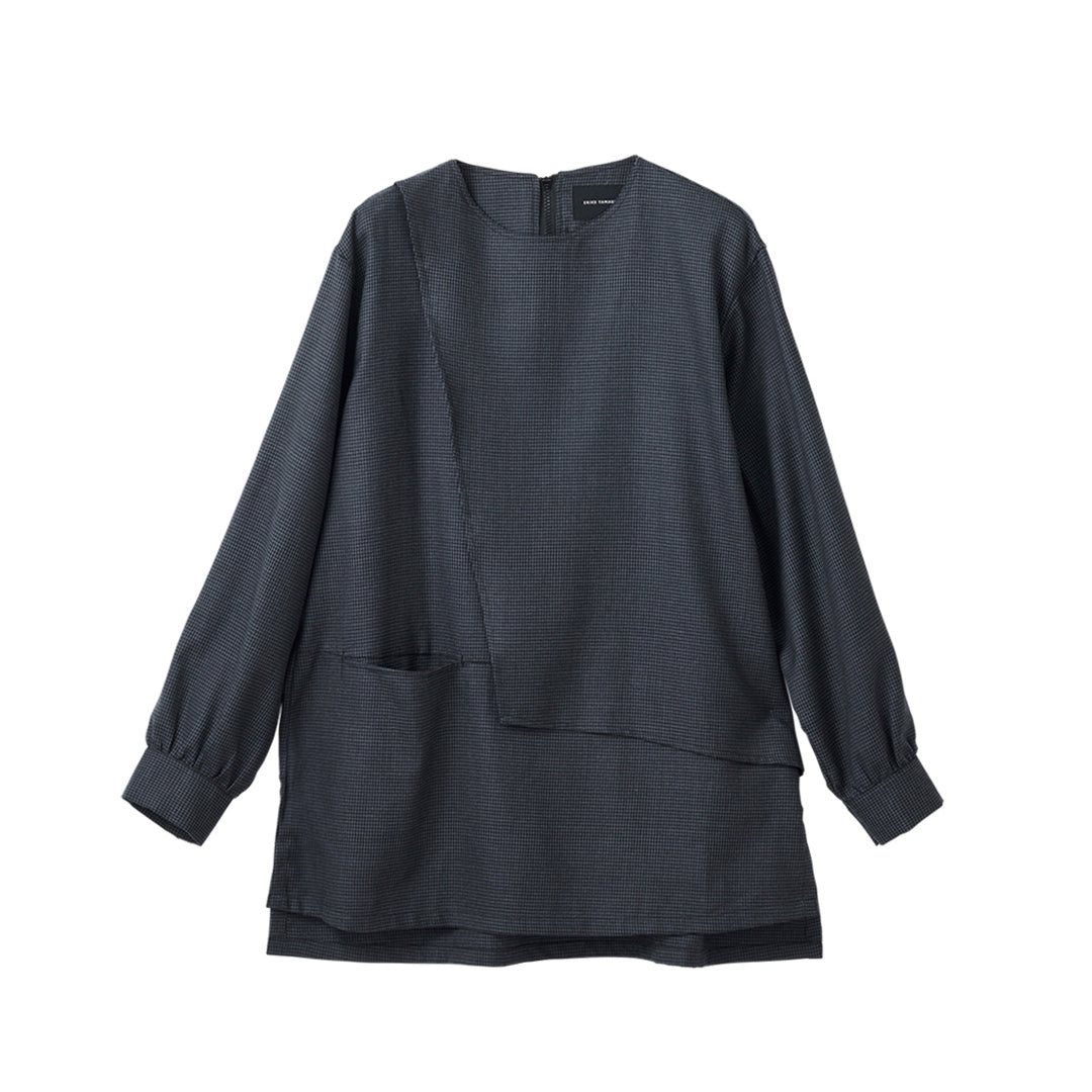 Asymme Layered Pullover Wool check