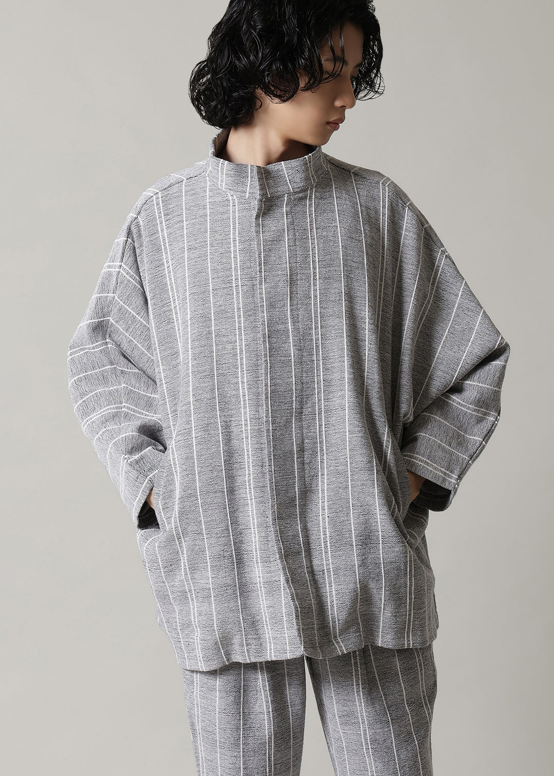 Matou Stand Collar JK Thick Stripe