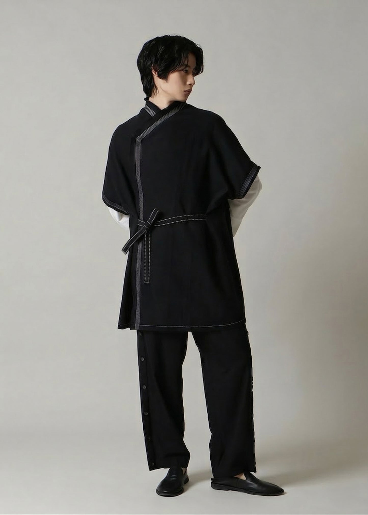 Matou Stitched Long Vest 56tw Khadi