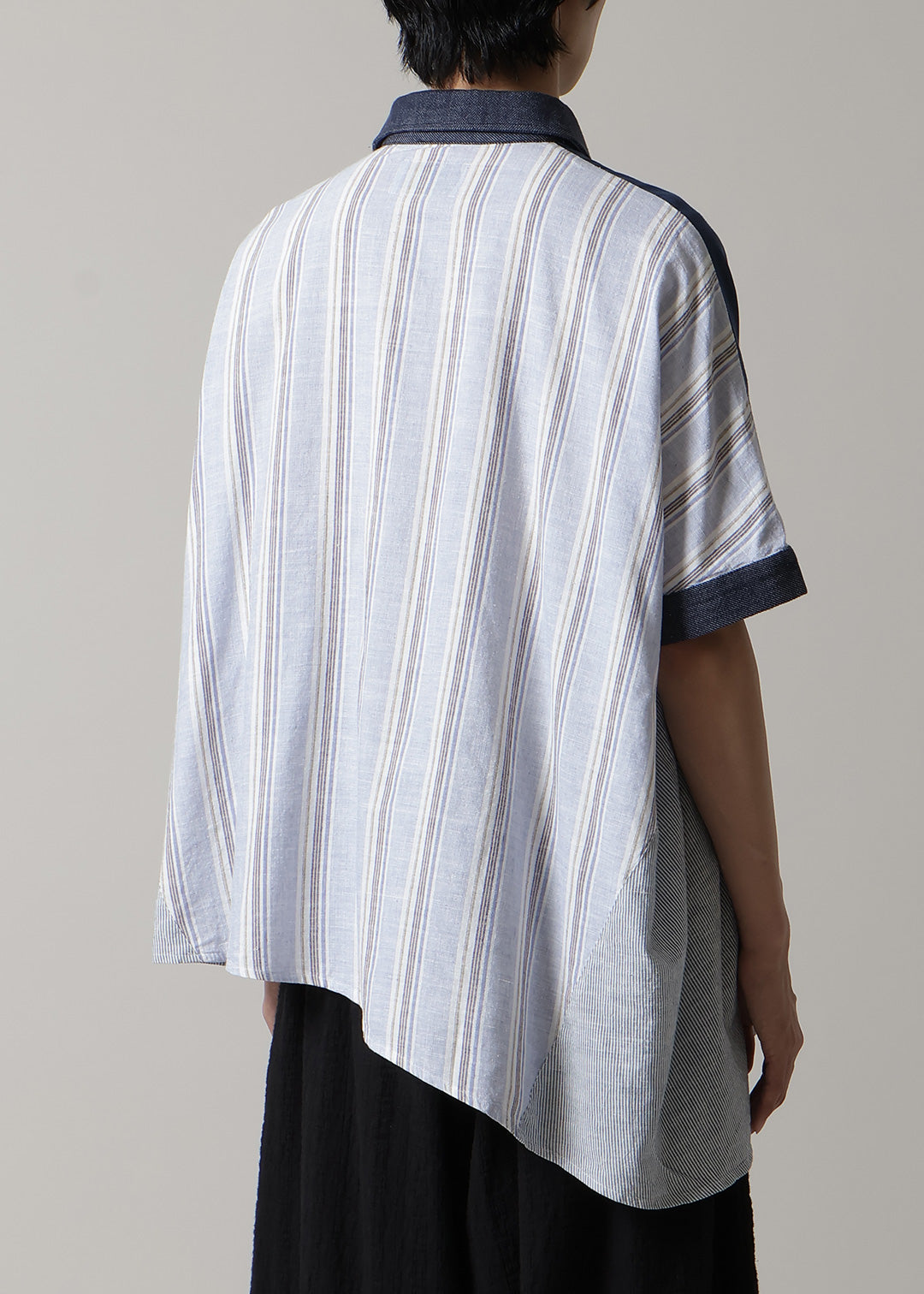 Blocking Side Long Shirt Cotton