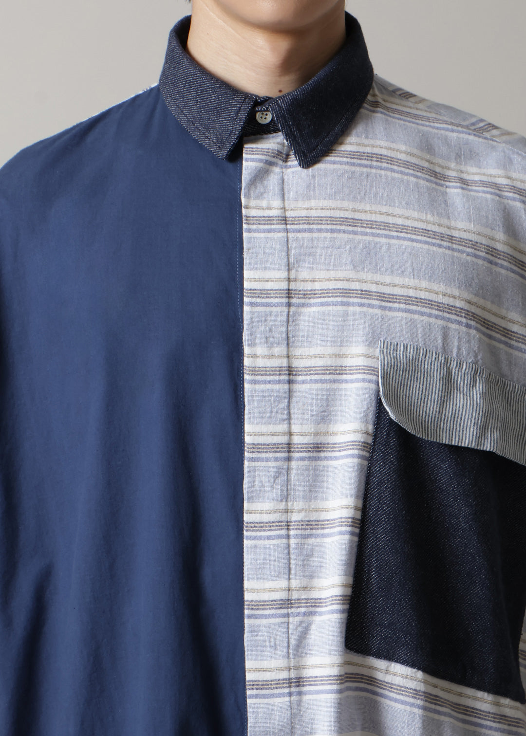 Blocking Side Long Shirt Cotton