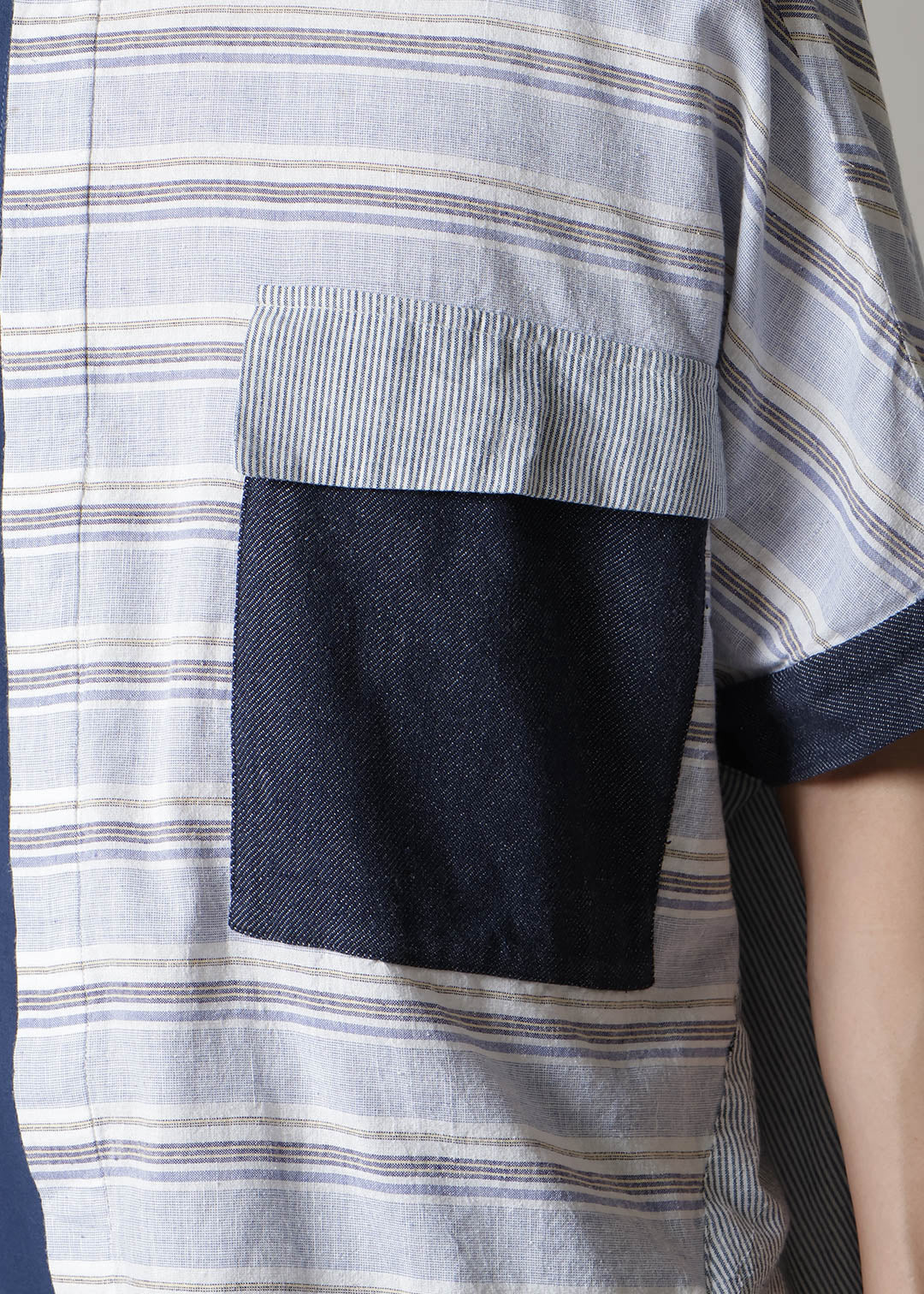 Blocking Side Long Shirt Cotton