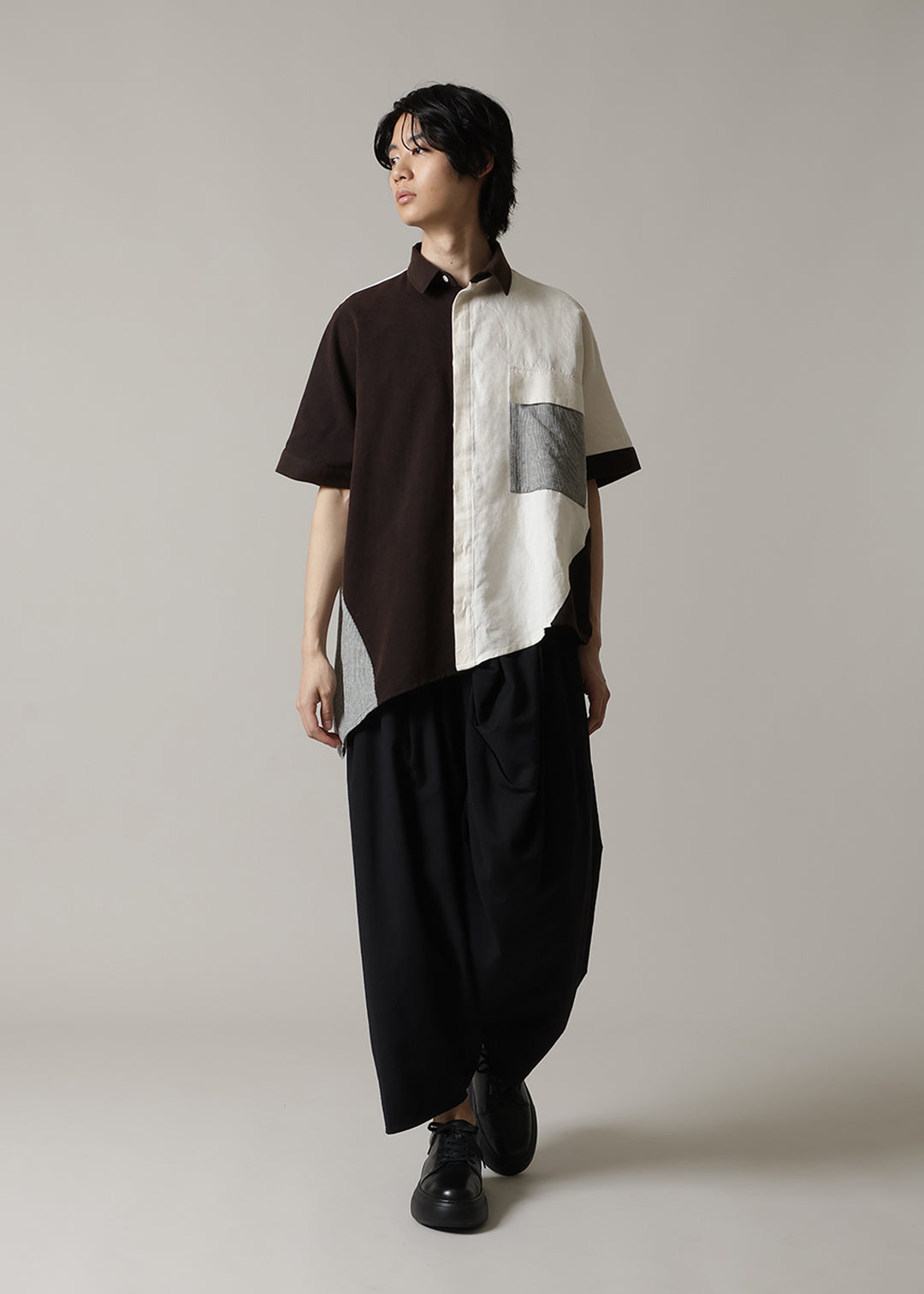 Blocking Side Long Shirt Cotton