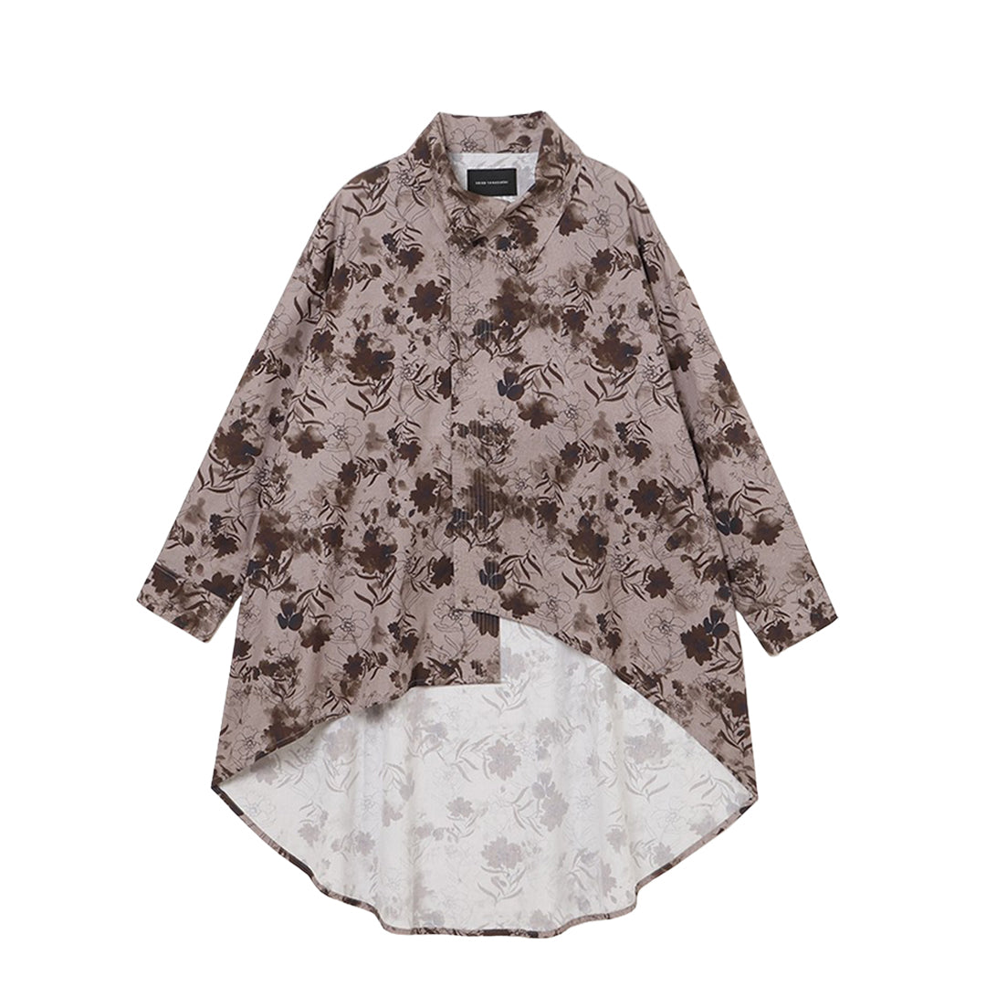 Sculpted Drape Shirt Printed Poplin