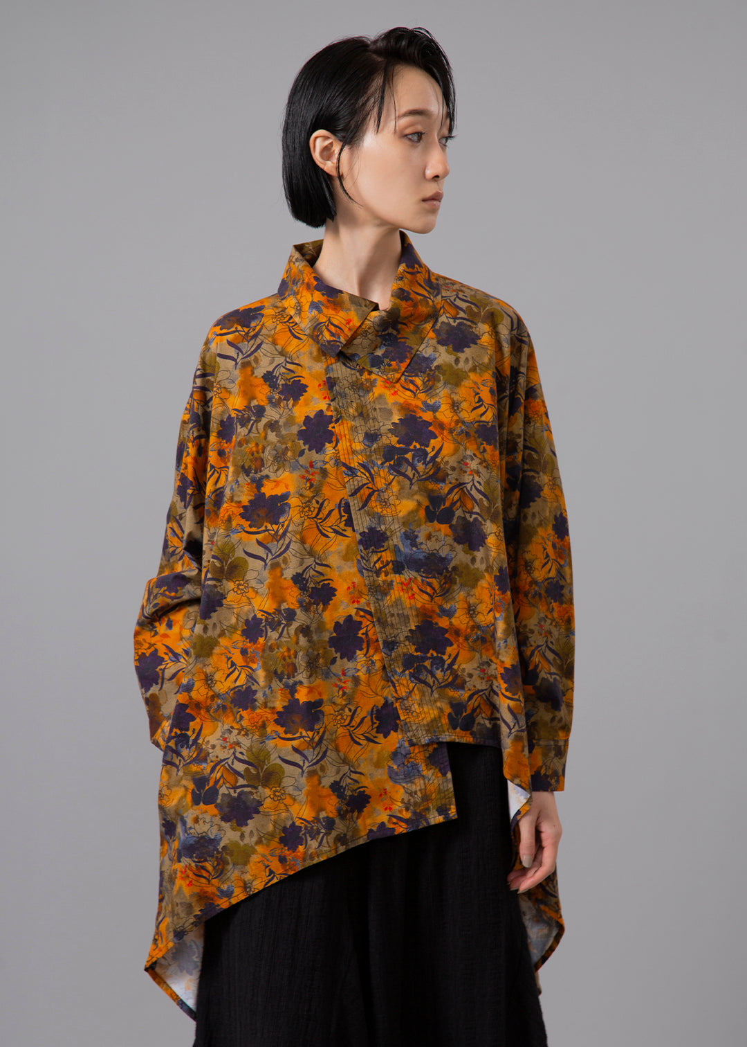 Sculpted Drape Shirt Printed Poplin