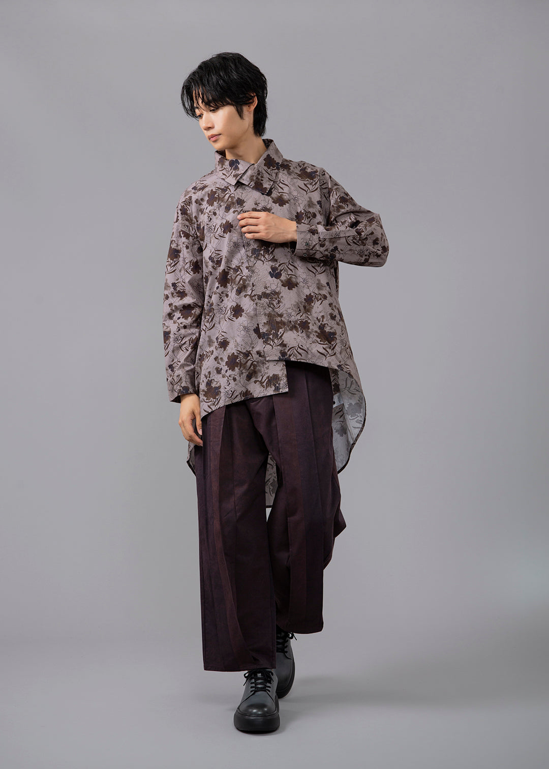 Sculpted Drape Shirt Printed Poplin
