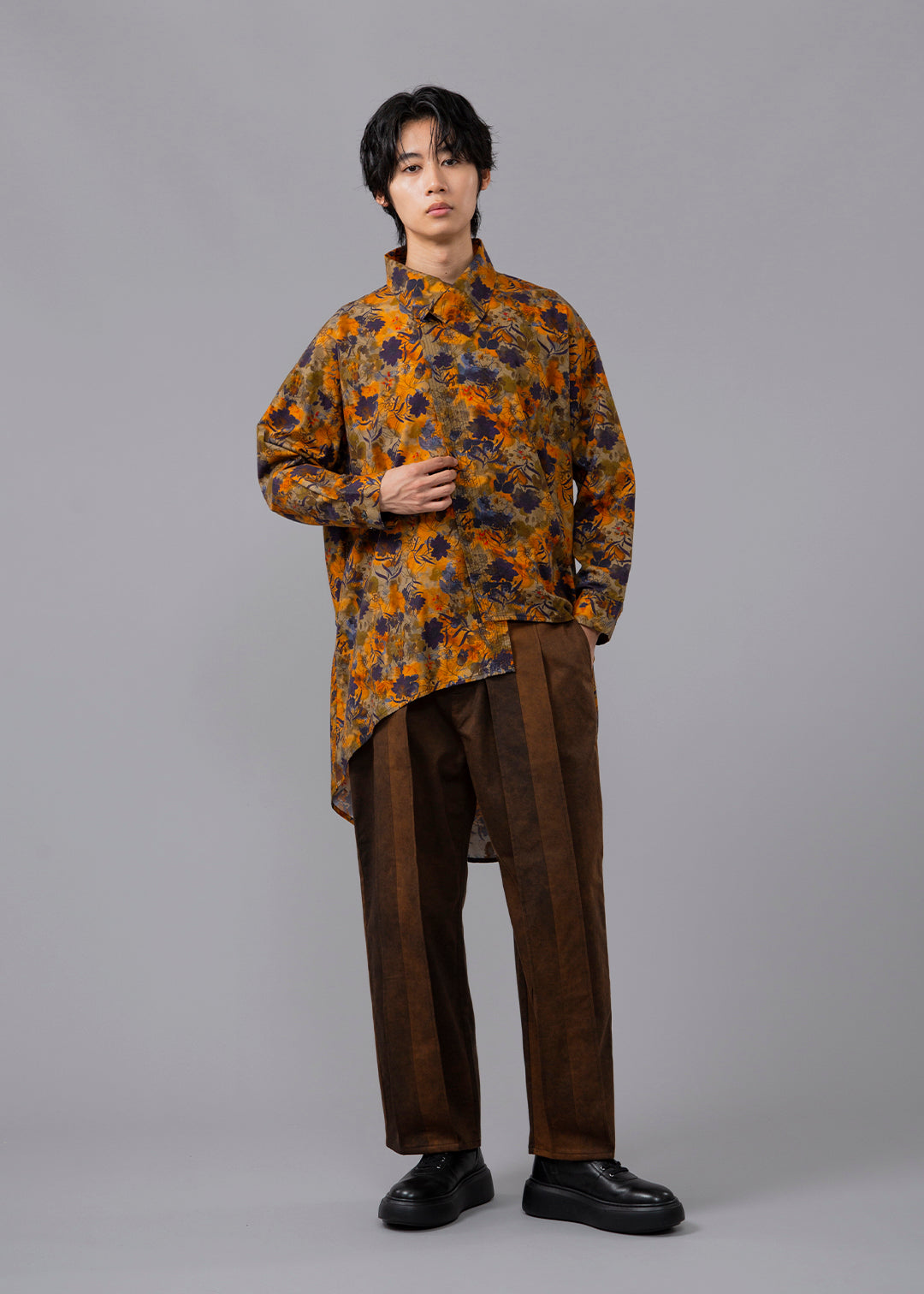 Sculpted Drape Shirt Printed Poplin