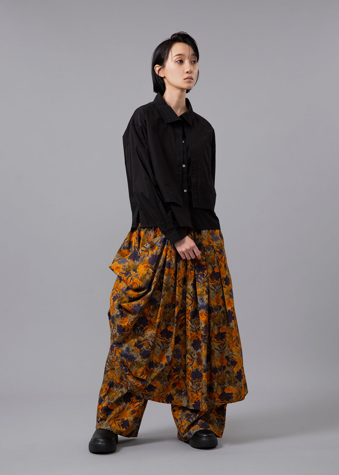 Sculpted Drape Tuck PT Print Poplin