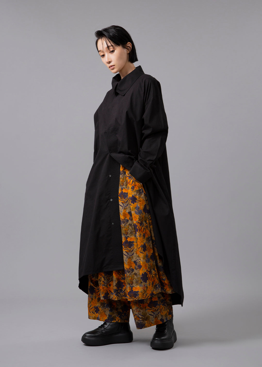 Sculpted Drape Tuck PT Print Poplin