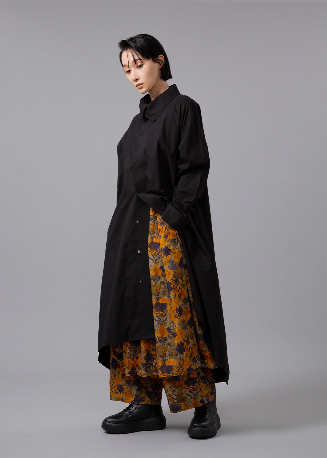 Sculpted Drape Tuck PT Print Poplin