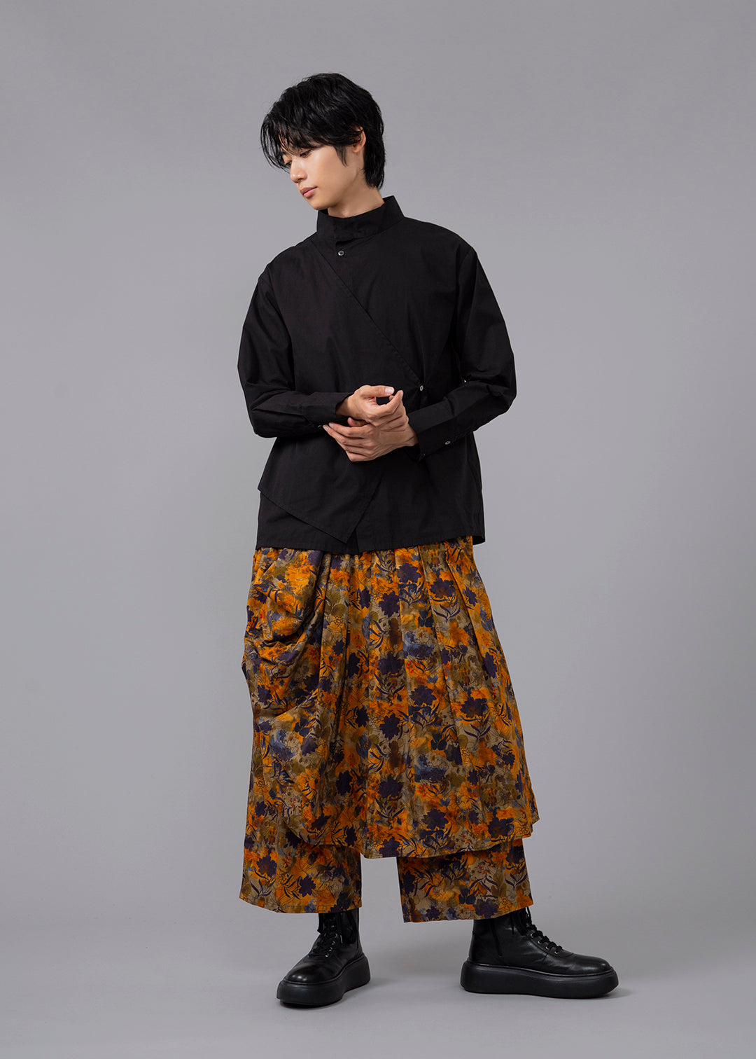 Sculpted Drape Tuck PT Print Poplin