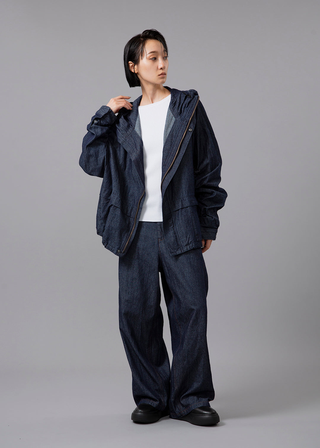 Rhythm Drawstring Hood Outer Denim