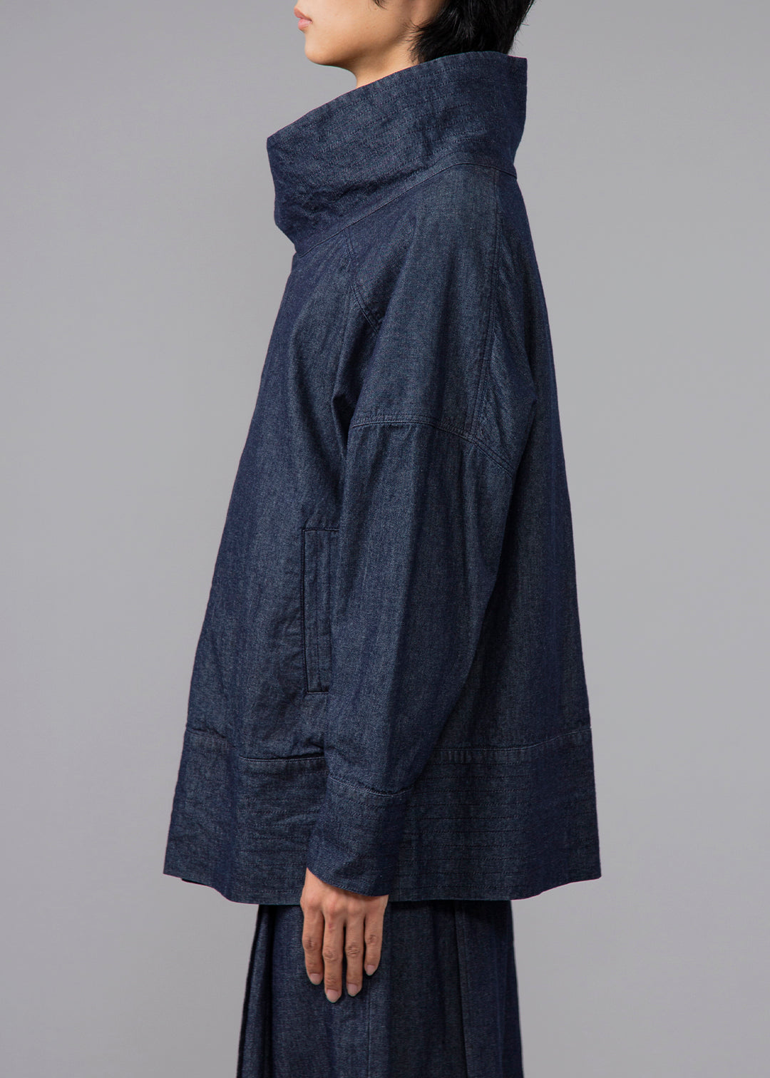Sculpted High Neck Stitch JK Denim