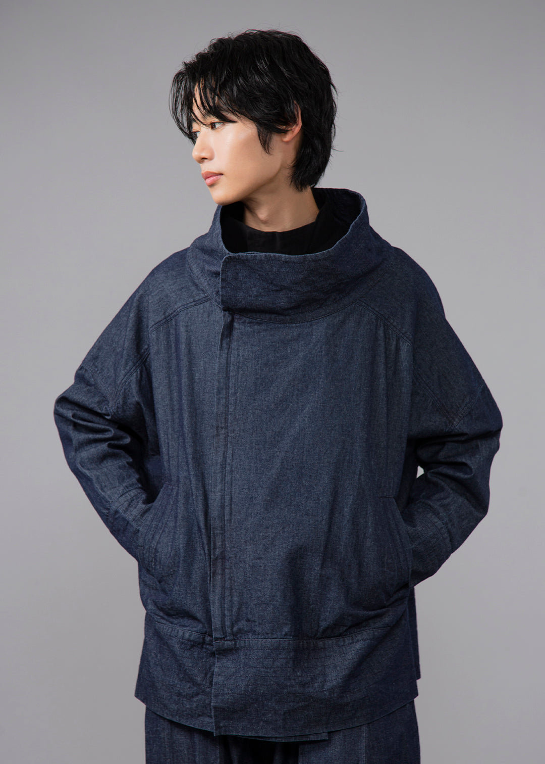 Sculpted High Neck Stitch JK Denim