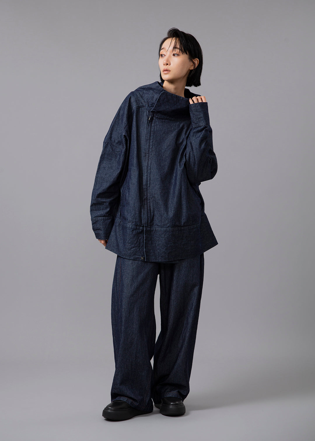 Sculpted High Neck Stitch JK Denim