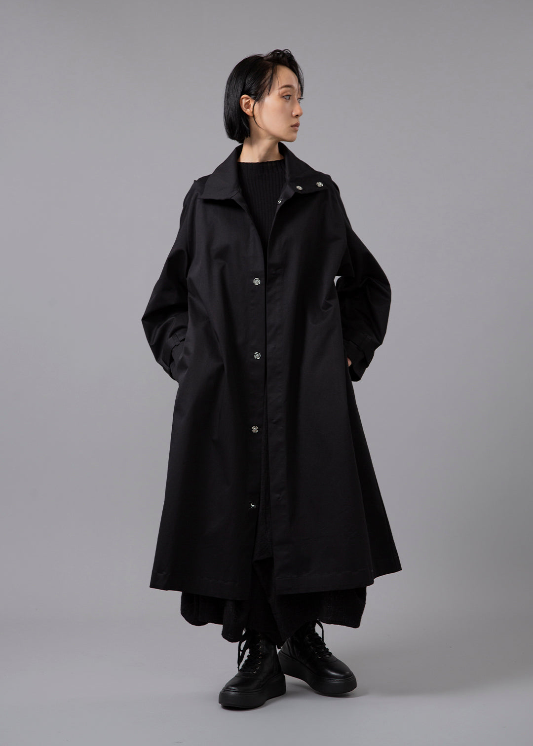 Matou A-Line Long Coat Cotton Chino