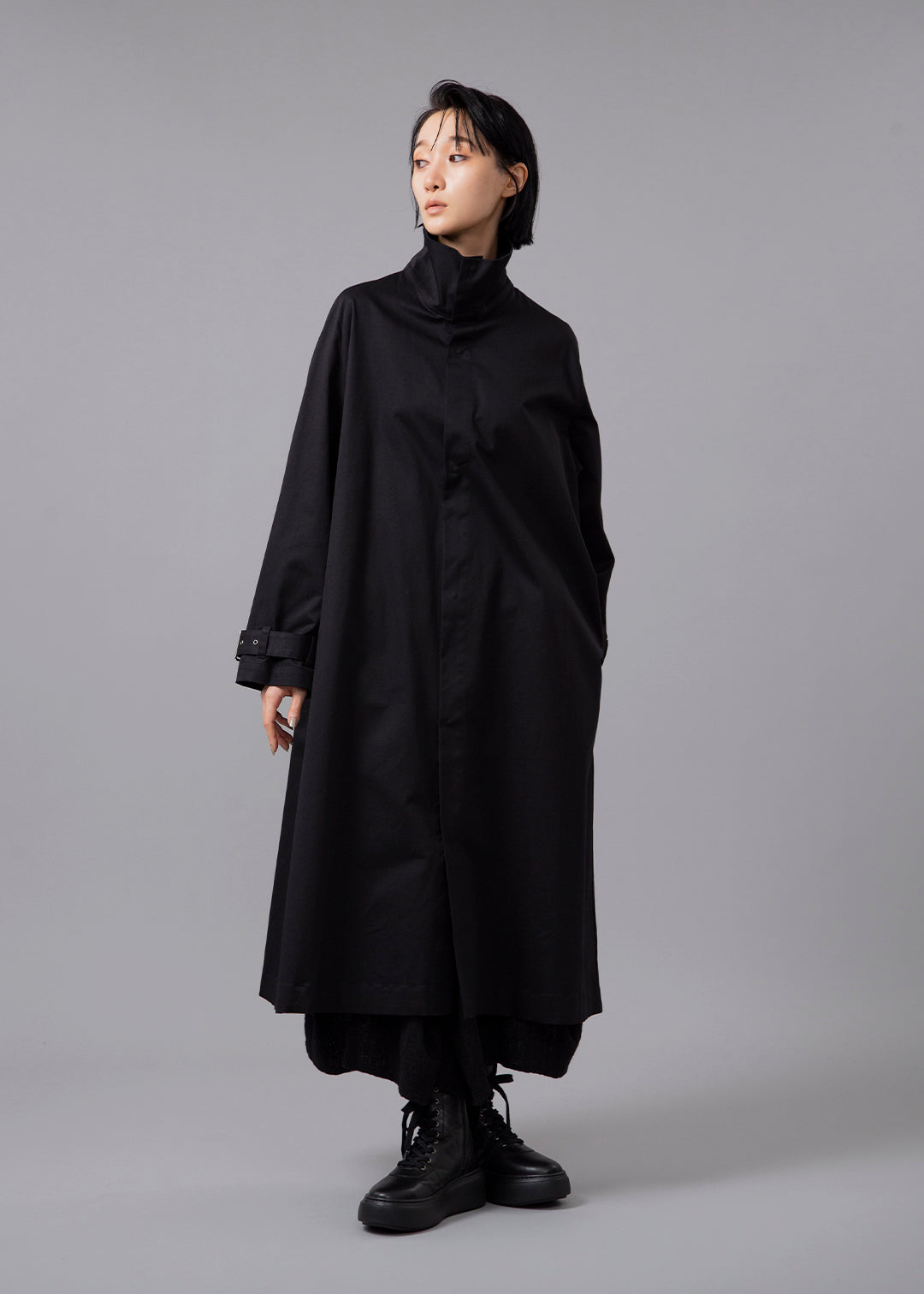 Matou A-Line Long Coat Cotton Chino