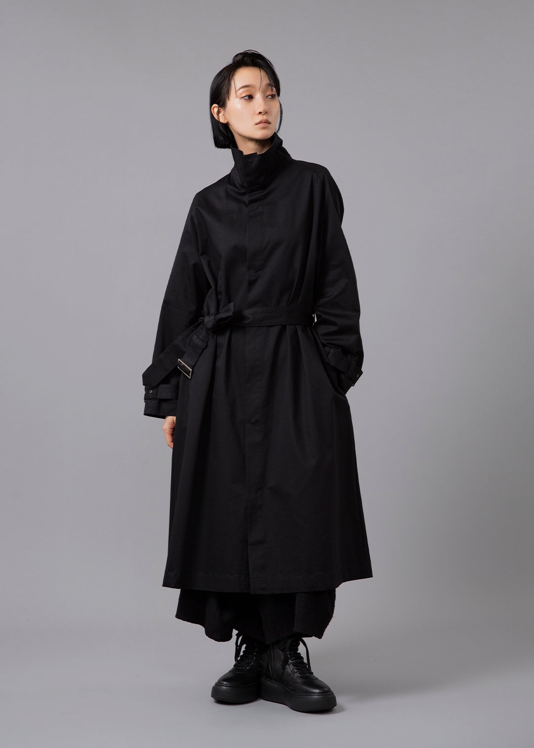 Matou A-Line Long Coat Cotton Chino