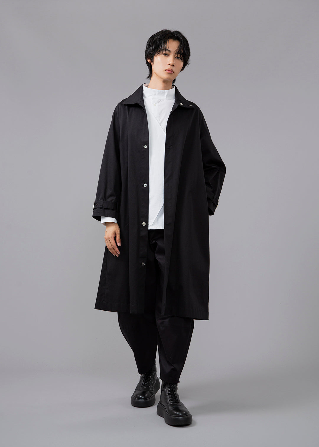 Matou A-Line Long Coat Cotton Chino