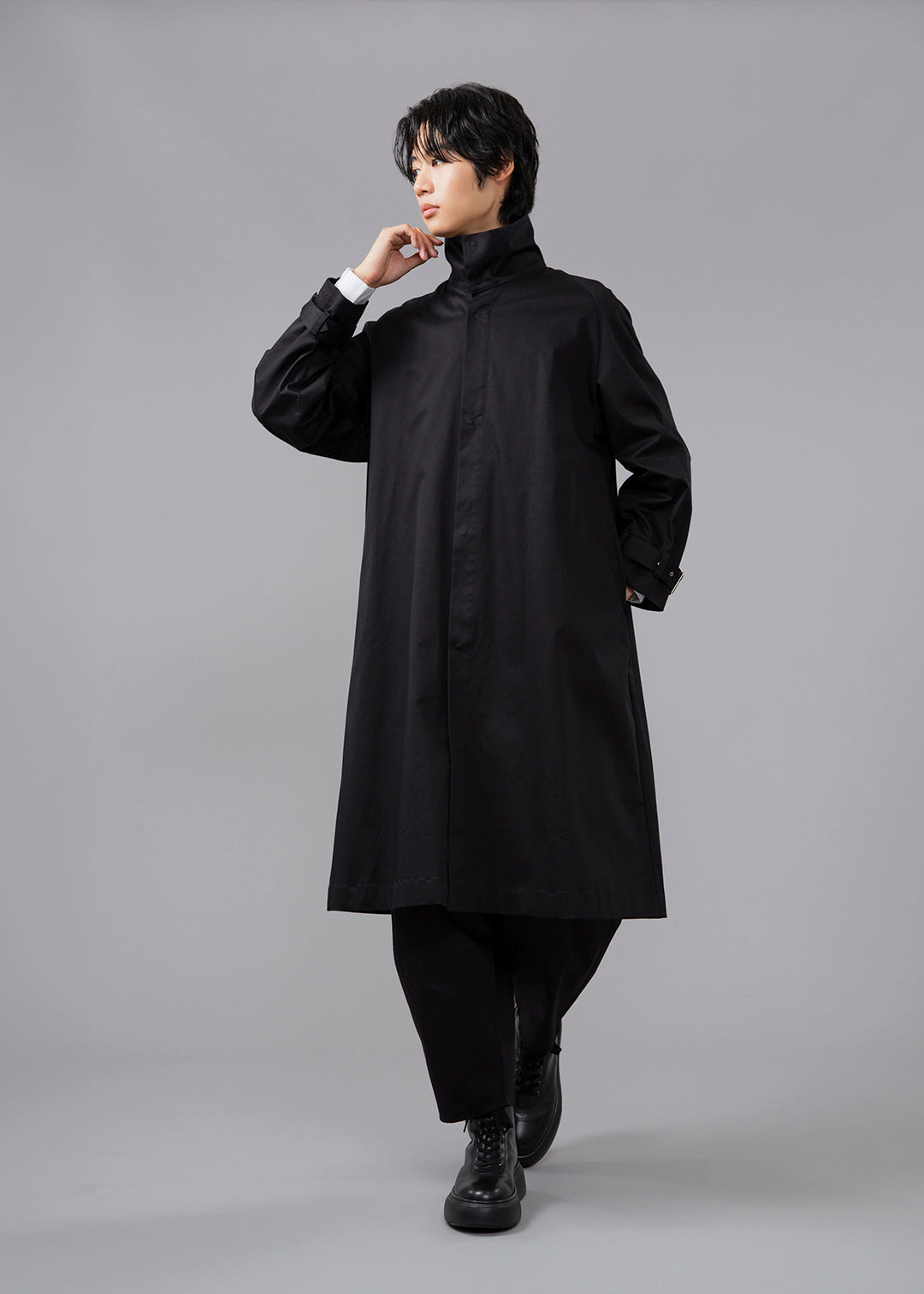 Matou A-Line Long Coat Cotton Chino