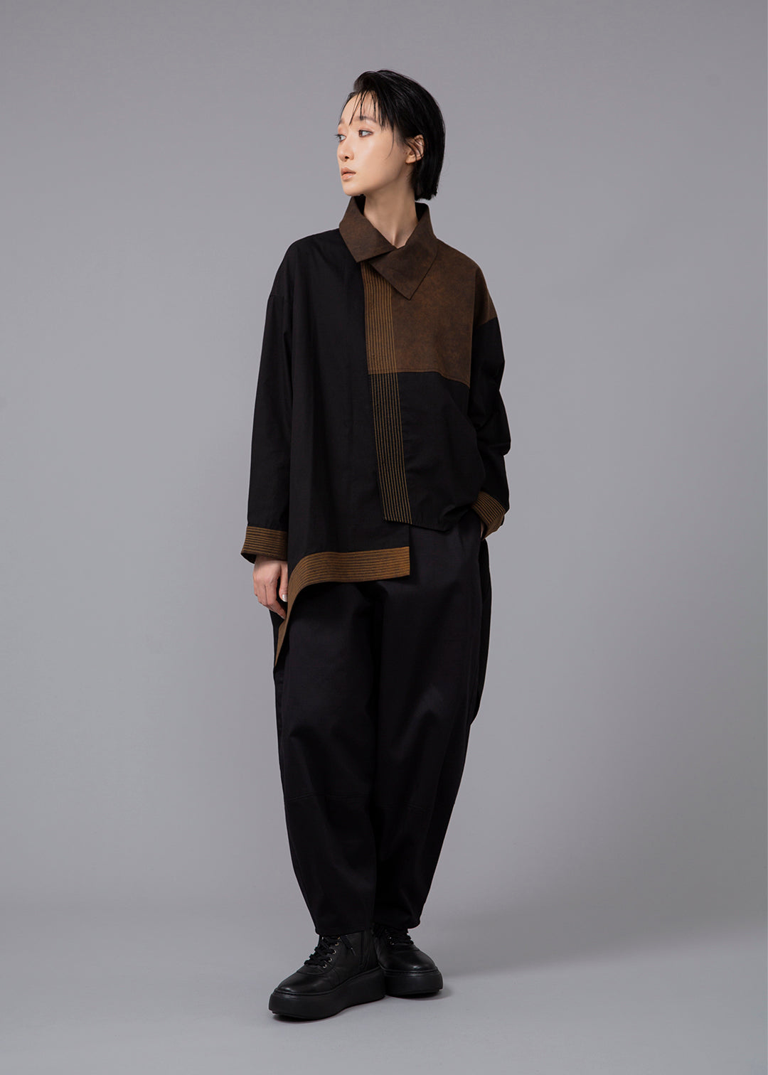 Blocking Drape Shirt Poplin