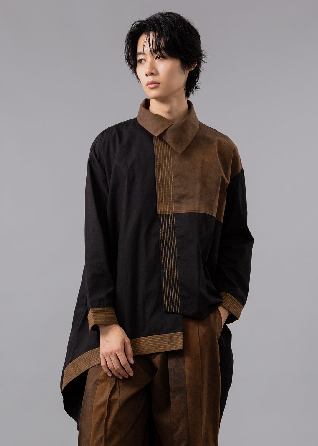 Blocking Drape Shirt Poplin