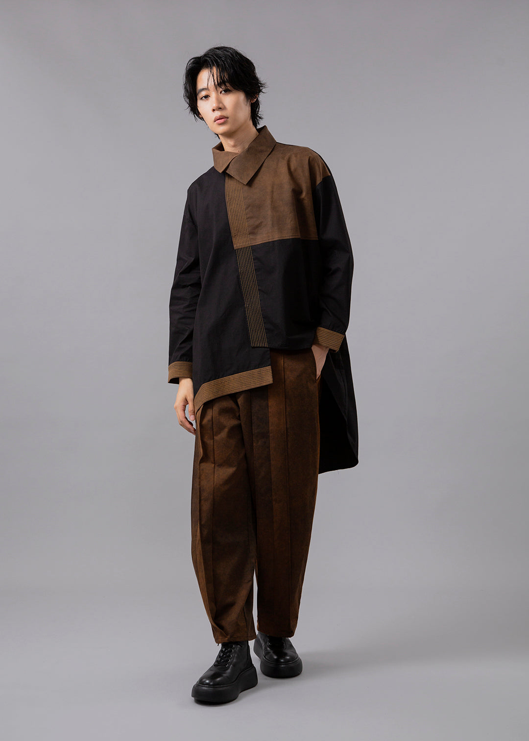 Blocking Drape Shirt Poplin