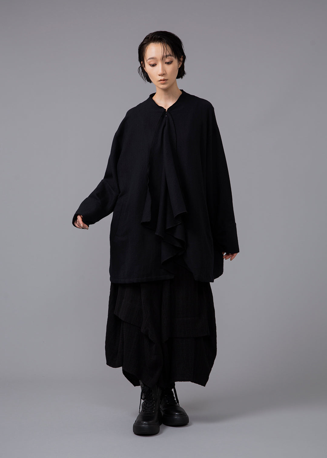 Yuragi Front Drape Tunic Wool Khadi