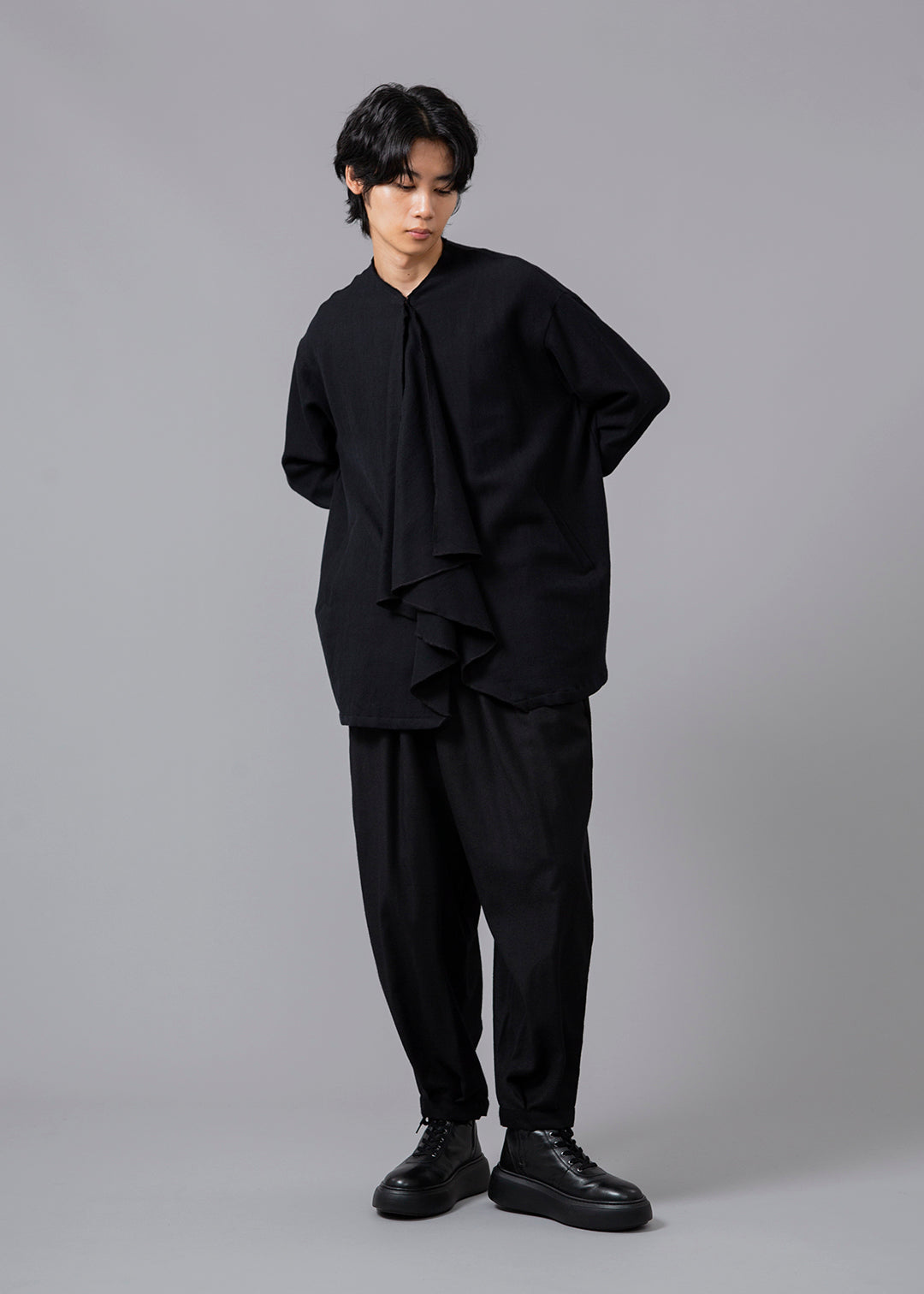 Yuragi Front Drape Tunic Wool Khadi
