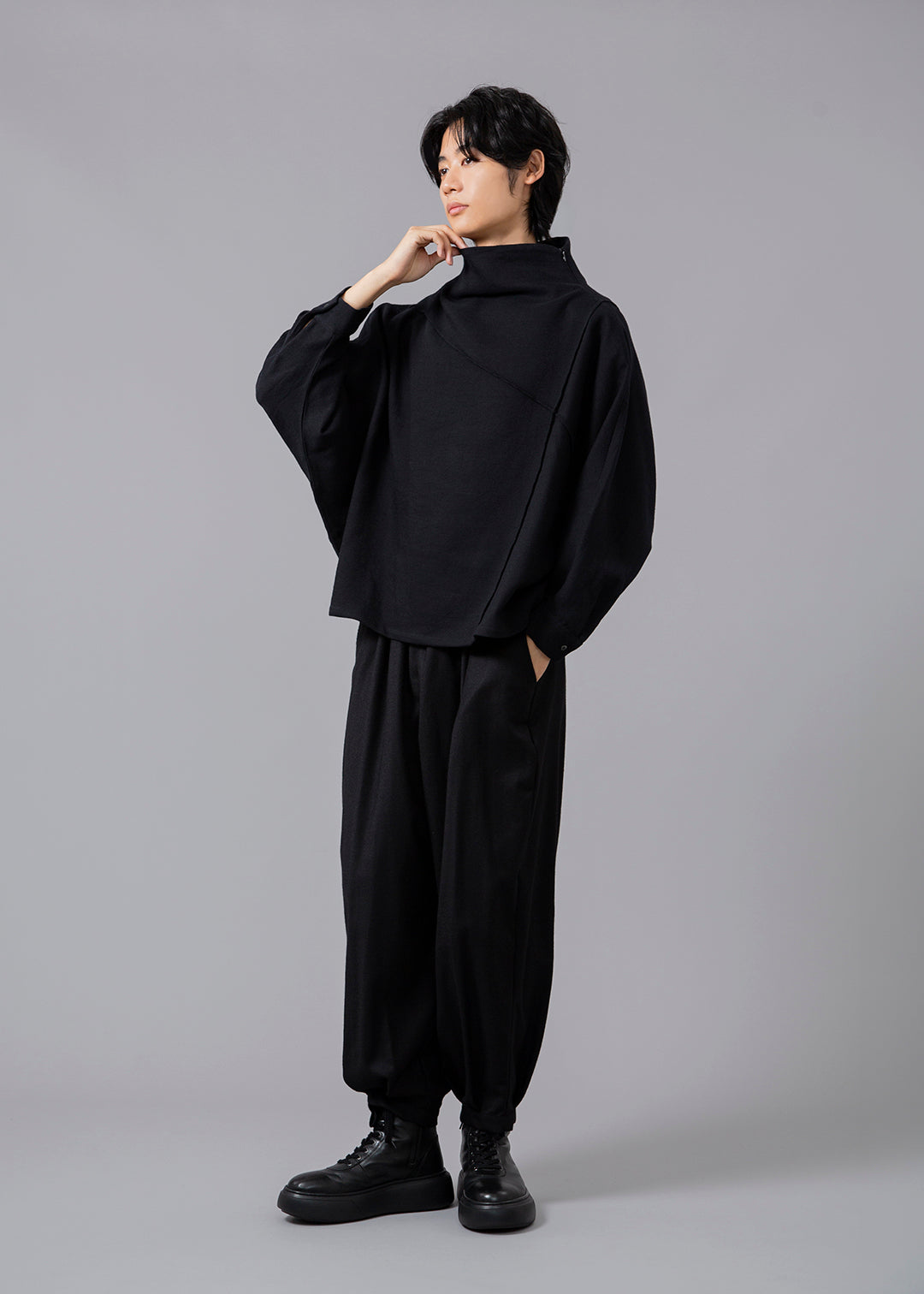 Sculpted Dolman Pullover Wool Khadi