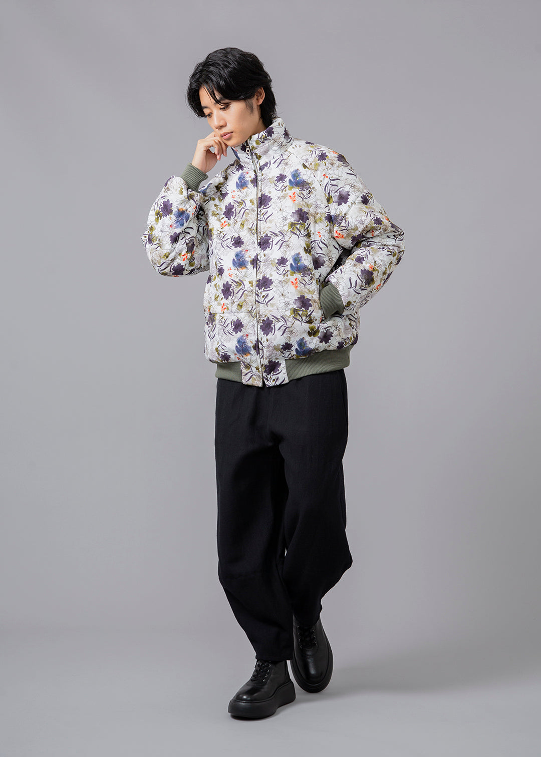 I.V. Padded Blouson Printed Poplin