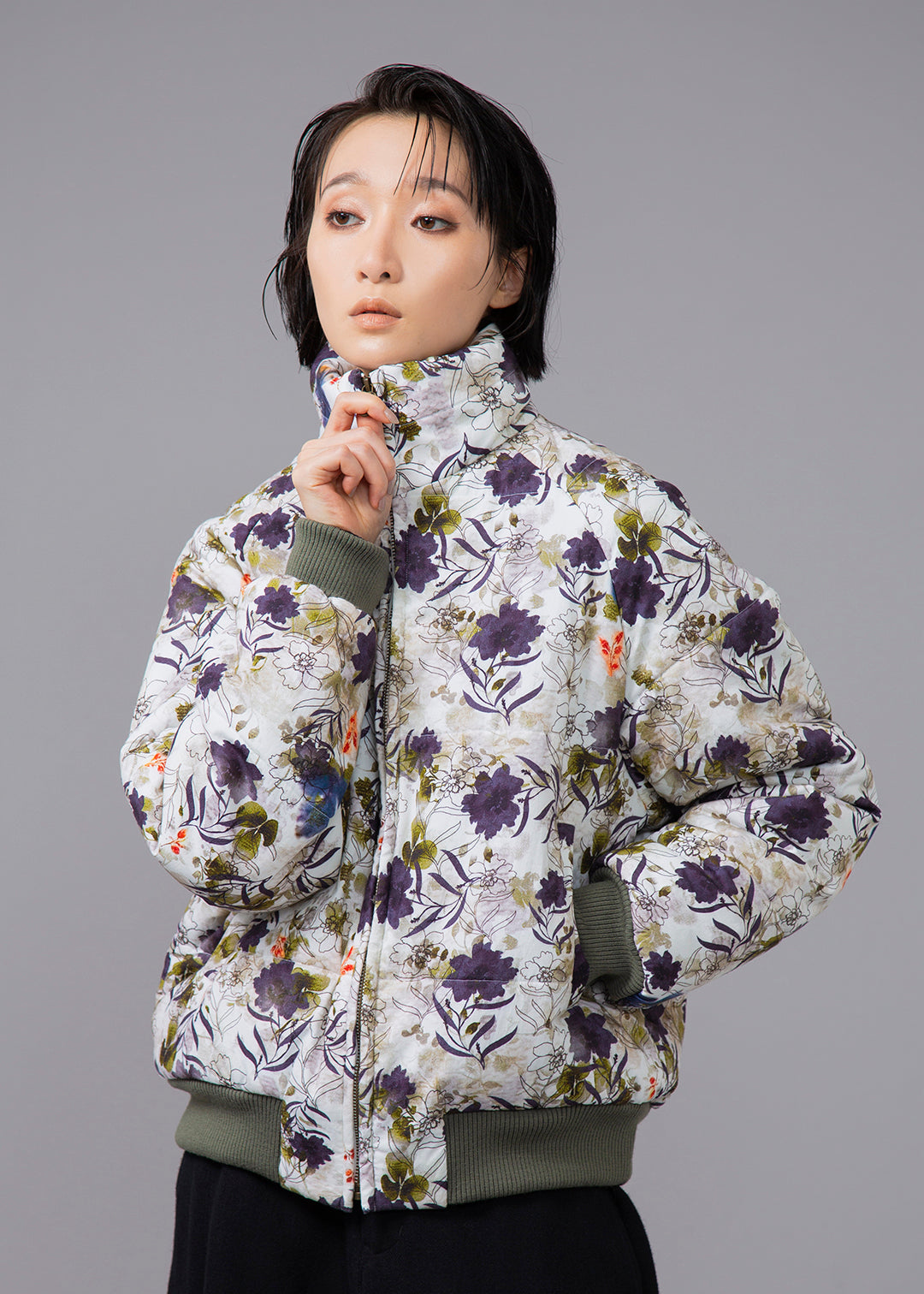 I.V. Padded Blouson Printed Poplin
