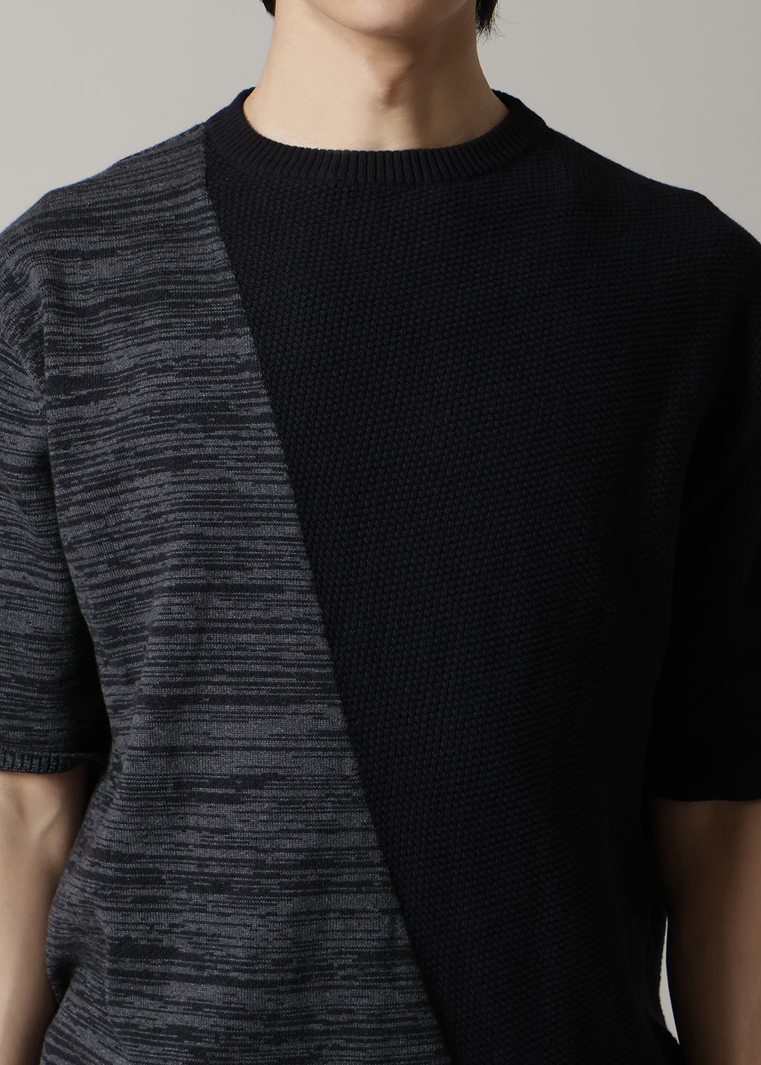 14gg Cotton Color Block Knit