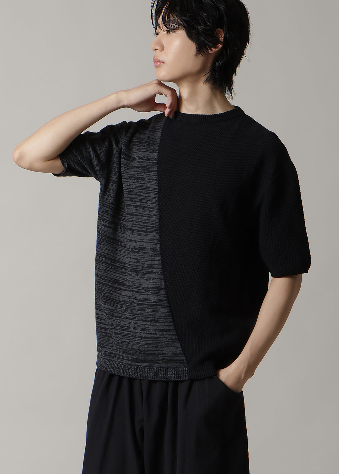 14gg Cotton Color Block Knit