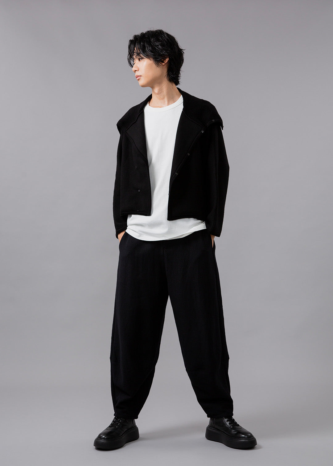 Sculpted Cape Cardigan Wool Lycra