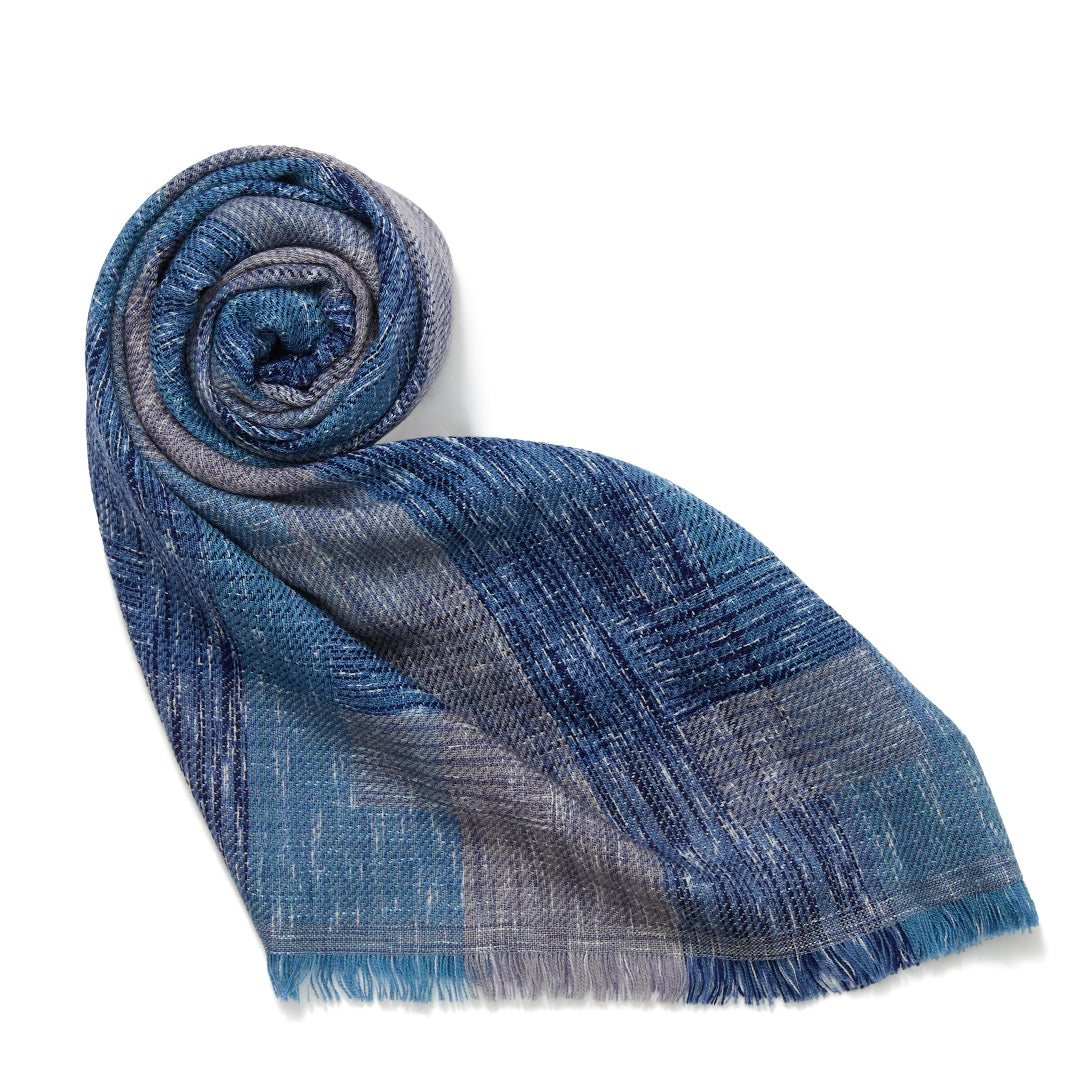 Ikat Block Check Wool Stole
