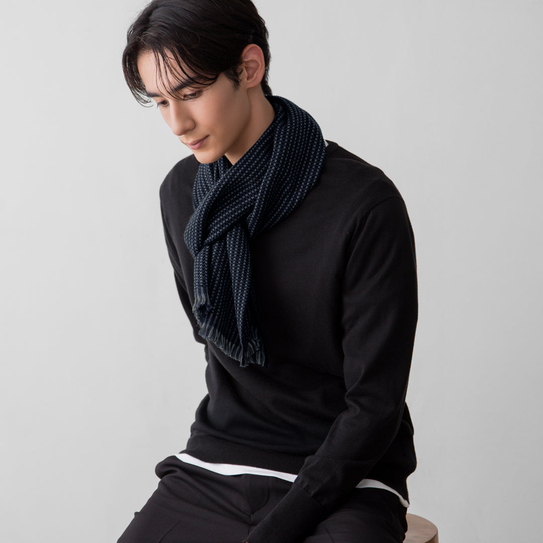 Tricolor Stripe Weave Muffler