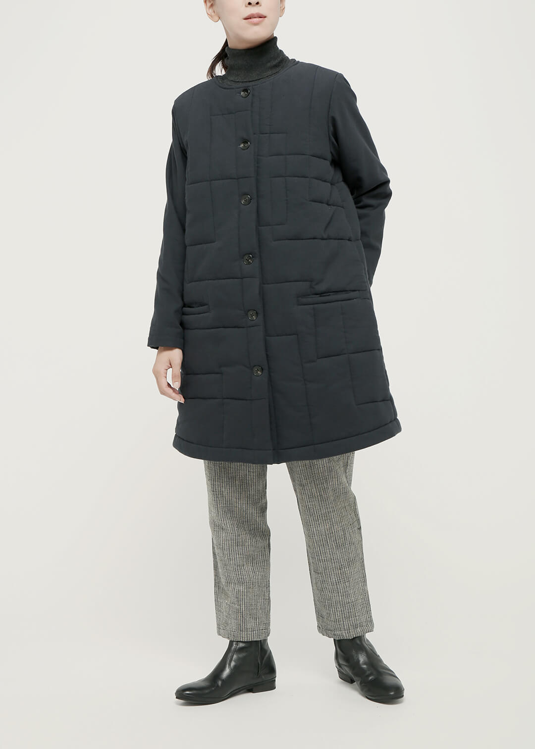 56dt Khadi Geometric Quilted Coat