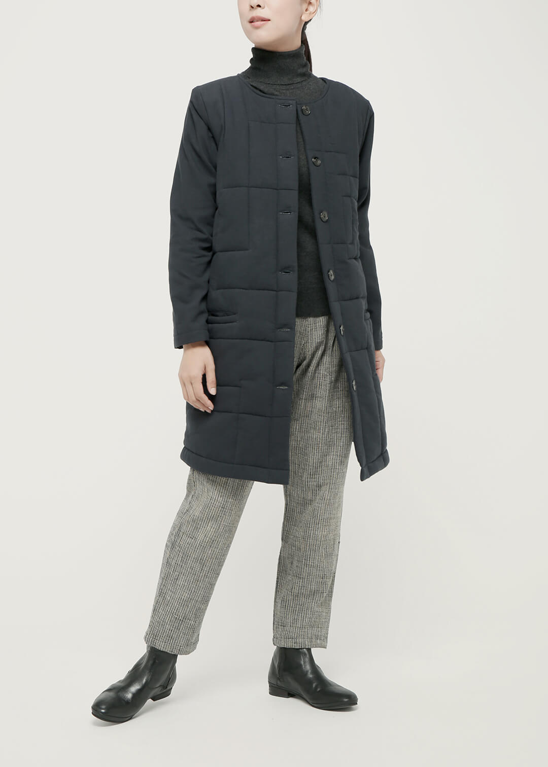 56dt Khadi Geometric Quilted Coat