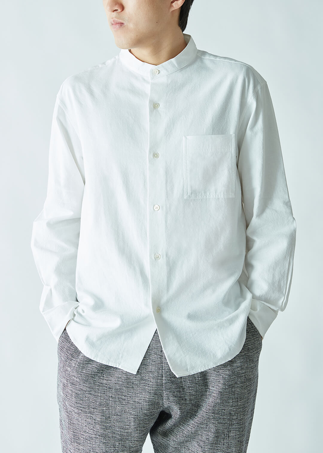 56dt Khadi Mens Stand Collar Shirt